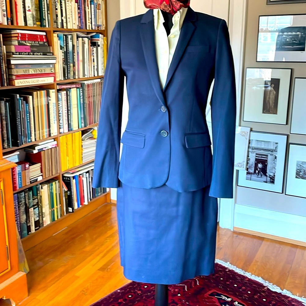 J. Crew Navy Blue Women's Two-Piece Blazer and Skirt